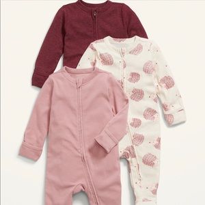 Old Navy Newborn 3-Pack Sleep & Play Footed One-Piece 2 Way Baby Zipper Pajamas